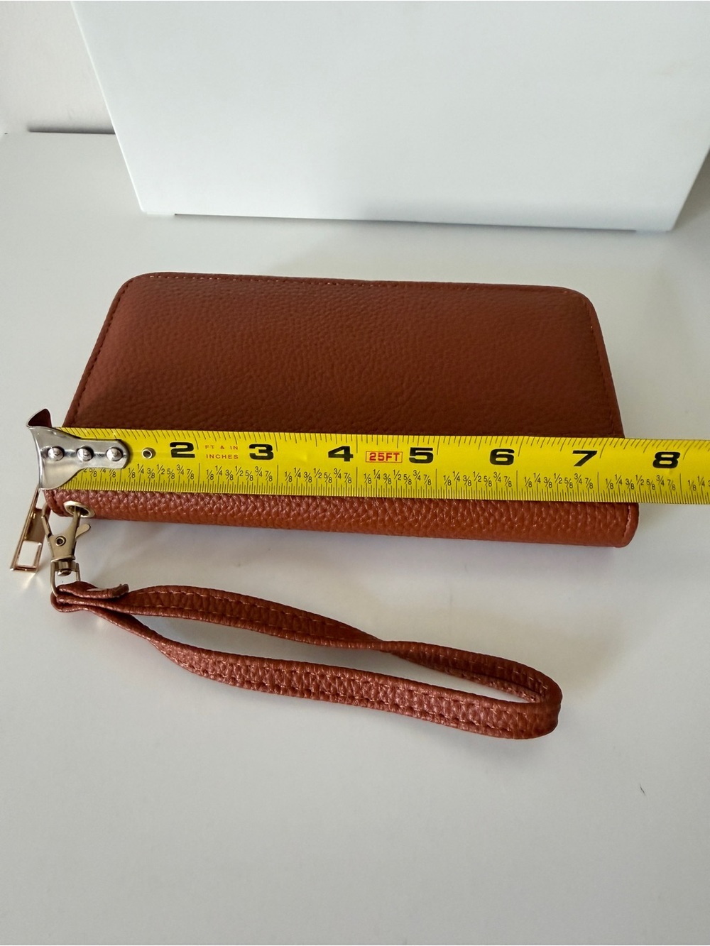 Brown Pebbled Faux Leather Zip Around Wallet Wristlet Clutch Organizer - Picture 4 of 6